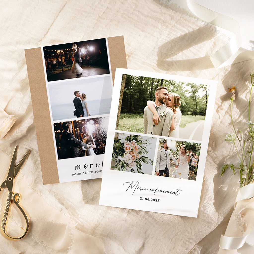 Carte remerciement mariage