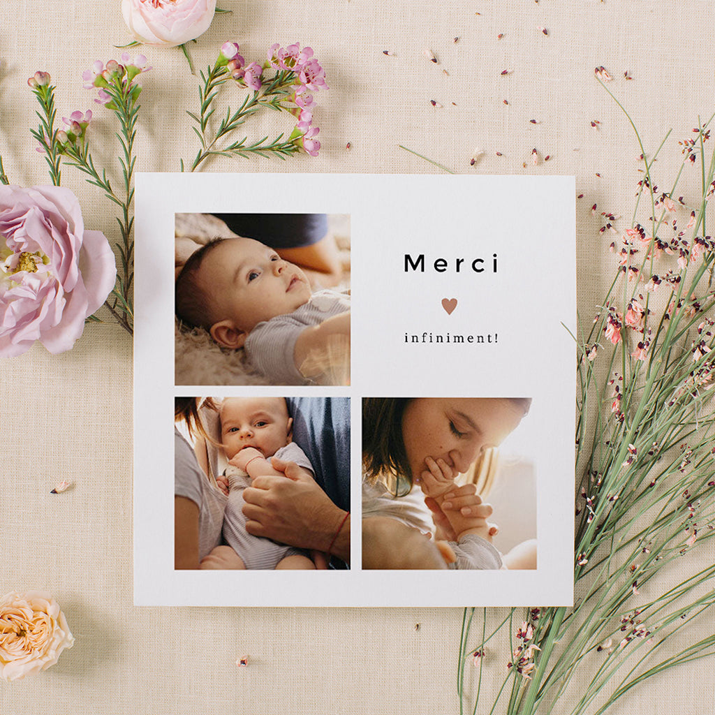 Cartes remerciement naissance classiques