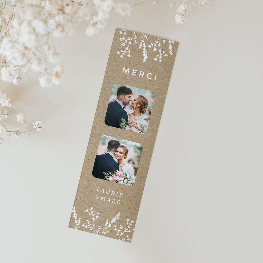 Cartes remerciement mariage marque-page