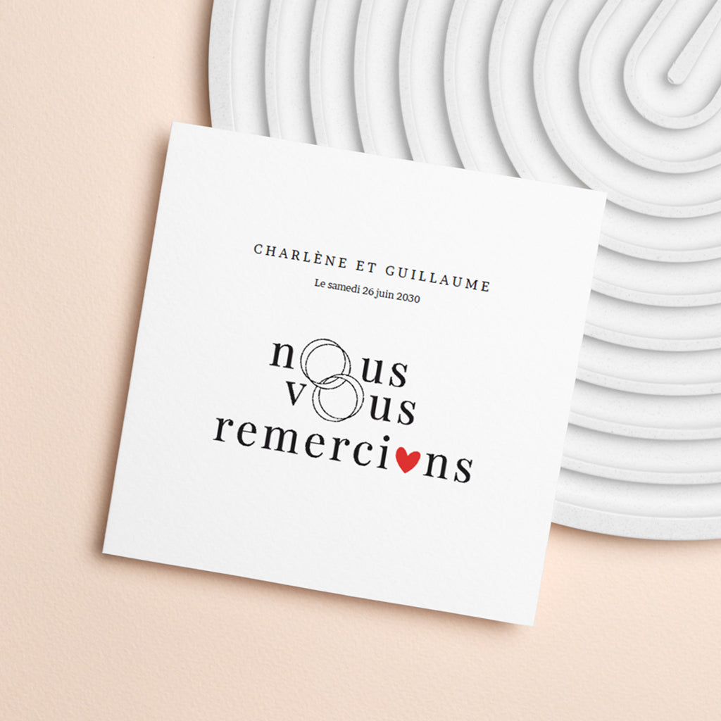 Cartes remerciement mariage original