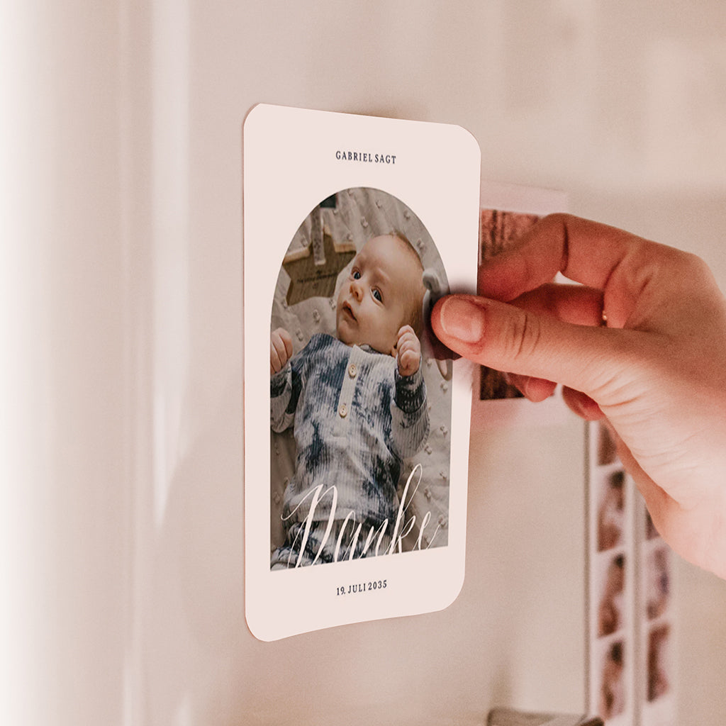 Carte remerciement naissance magnet