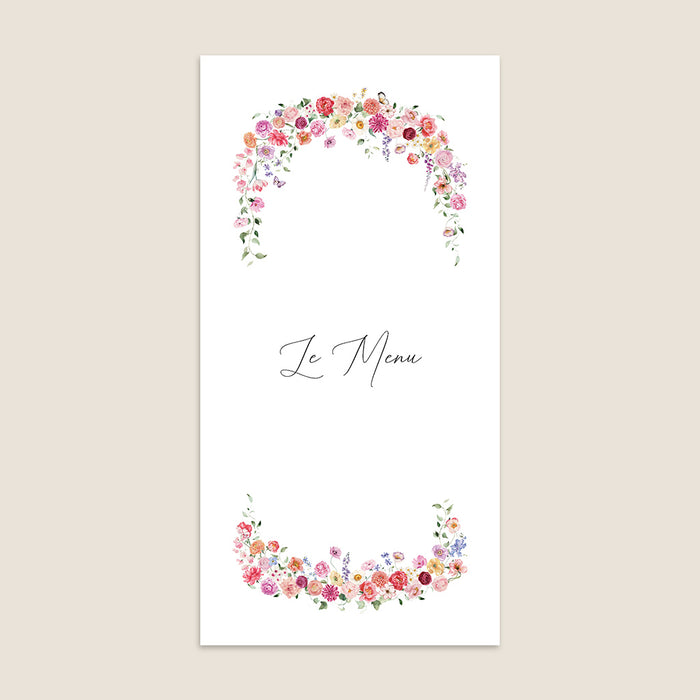 Menu de mariage Chroniques Fleuries