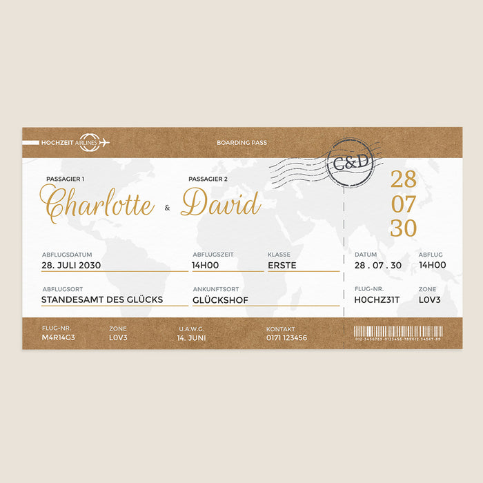 Reise-Hochzeitseinladung Hochzeit Airlines
