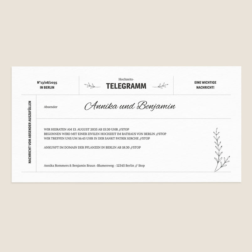 Das Hochzeits telegramm