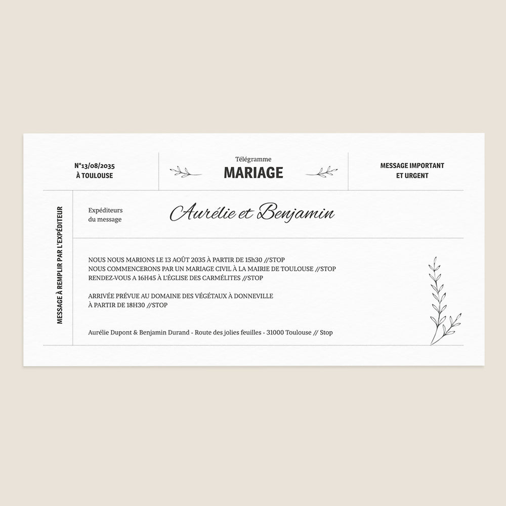 Le Télégramme de Mariage