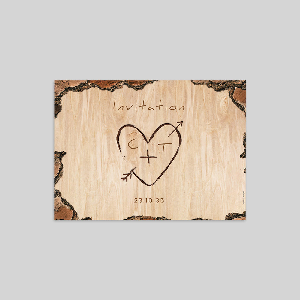 Coeur gravé sur Bois