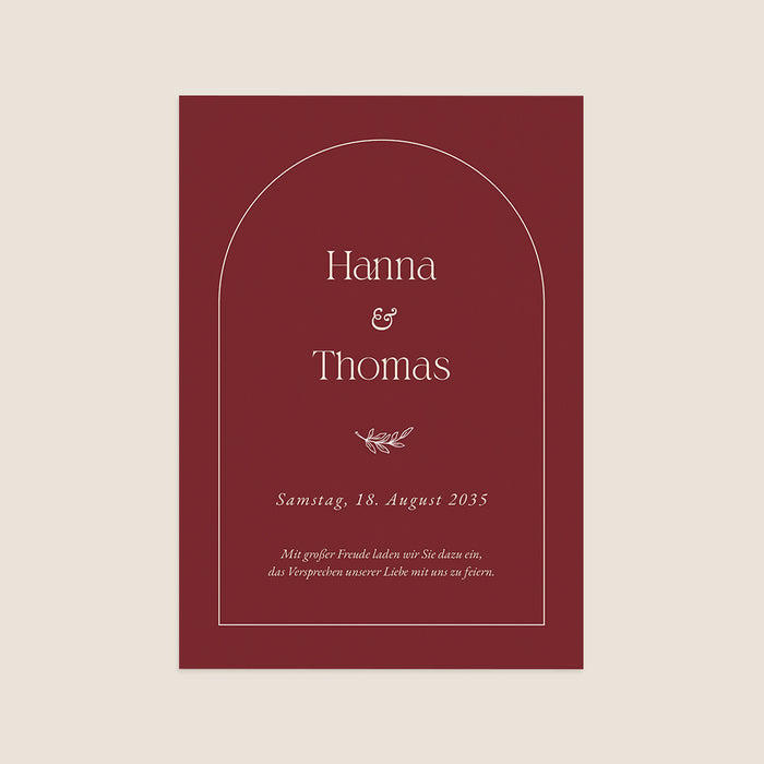 Moderne Einladungskarten Hochzeit Elegantes Bordeaux