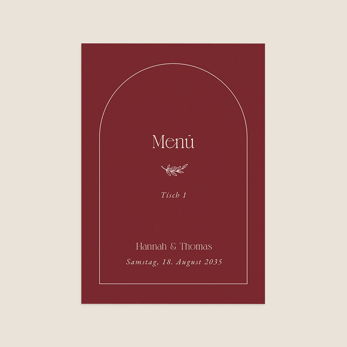 Menükarten Hochzeit Elegantes Bordeaux
