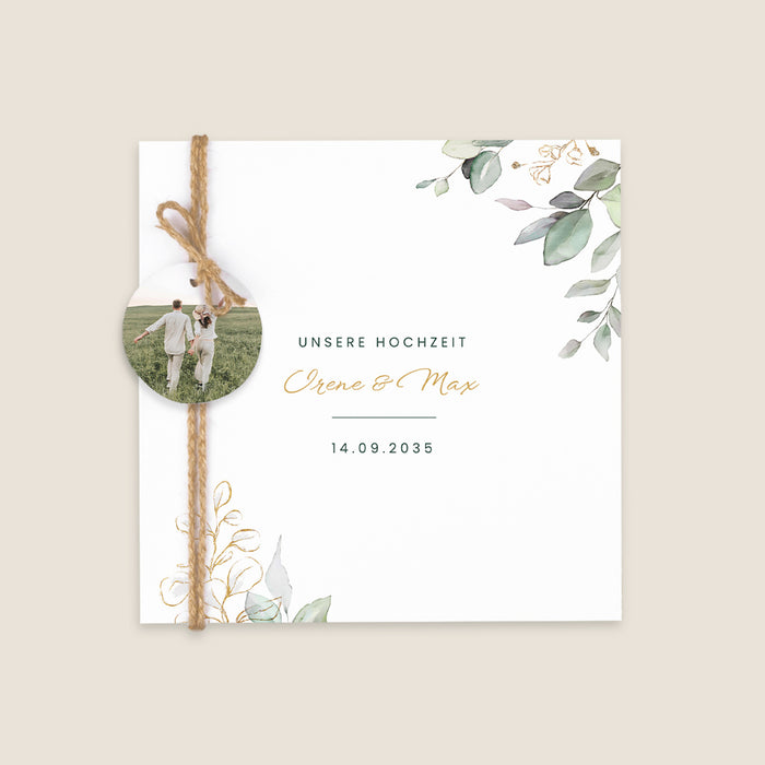 Moderne Einladungskarten Hochzeit Eukalyptuszweige
