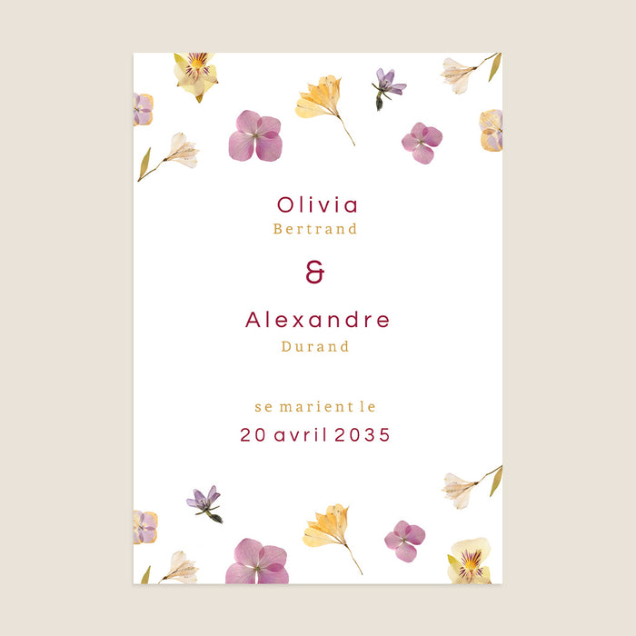 Faire-part mariage Herbier Romantique