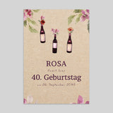 Flaschen Wein und Blumen