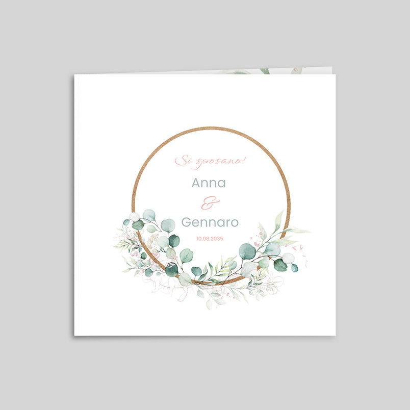 Cerchio legno e eucalipto rosa