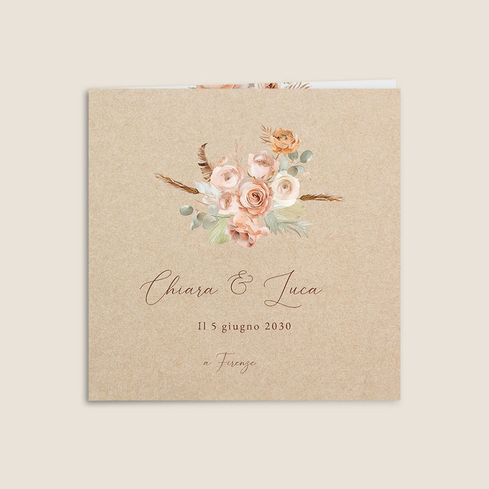 Partecipazioni di matrimonio Partecipazione matrimonio Pampas e Fiori Secchi Campestri