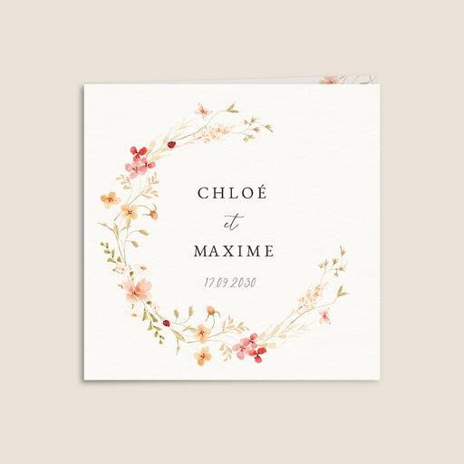 Faire-part mariage Couronnes de fleurs d'été