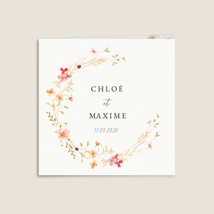 Faire-part mariage Couronnes de fleurs d'été