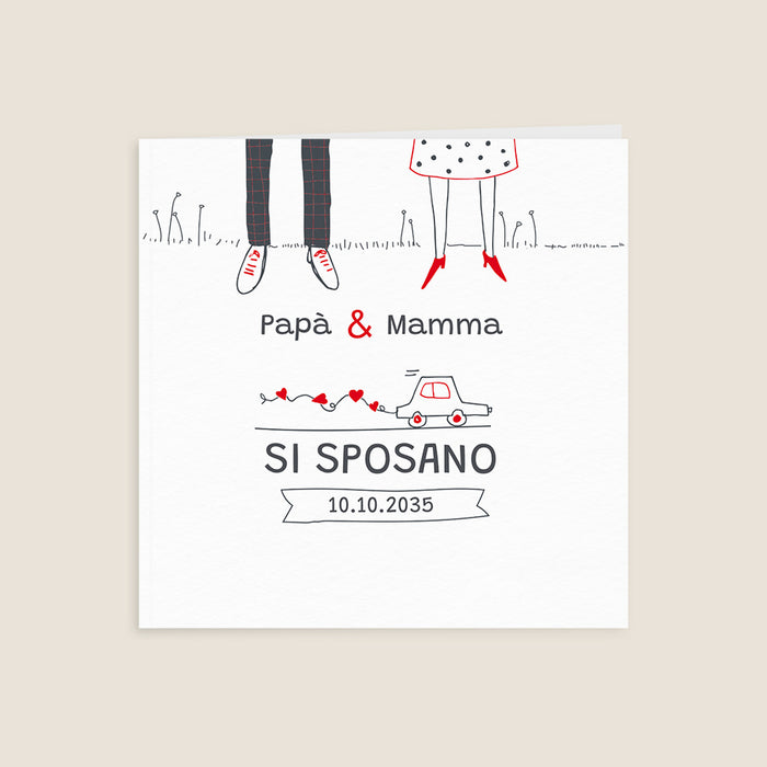 Partecipazioni di matrimonio romantico Disegno infantile
