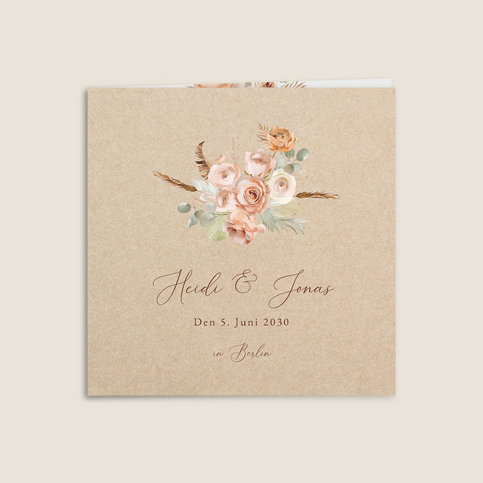 Hochzeitseinladungen Pampasgras & Rustikale Trockenblumen