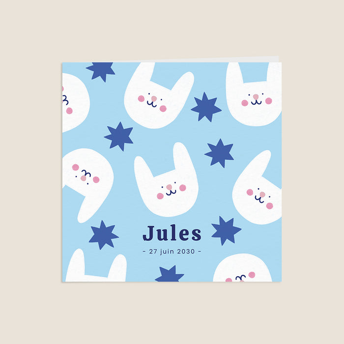 Faire-part naissance printemps-été Petit Lapin Bleu