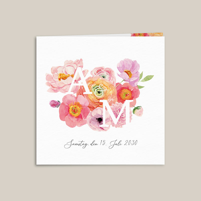 Initialen und Blumenstrauß