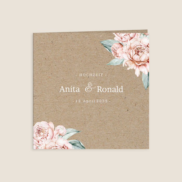 Vintage-Hochzeitseinladungen Pfingstrosen und Kraft