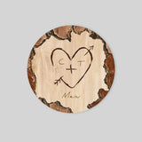 Coeur gravé sur Bois