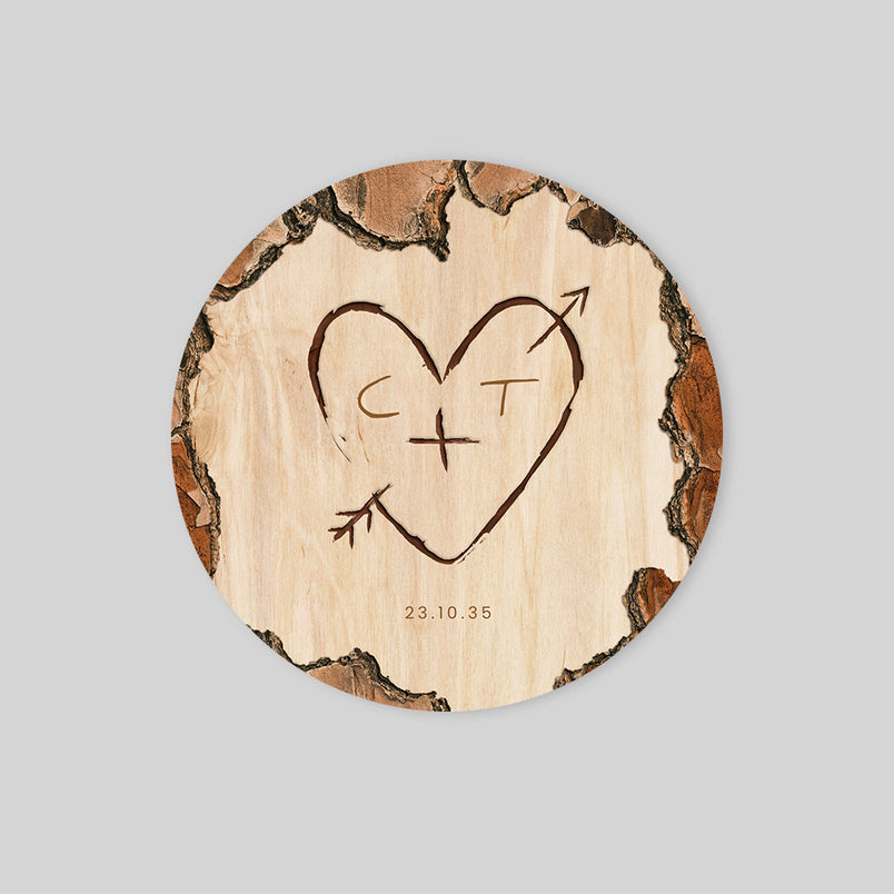 Coeur gravé sur Bois