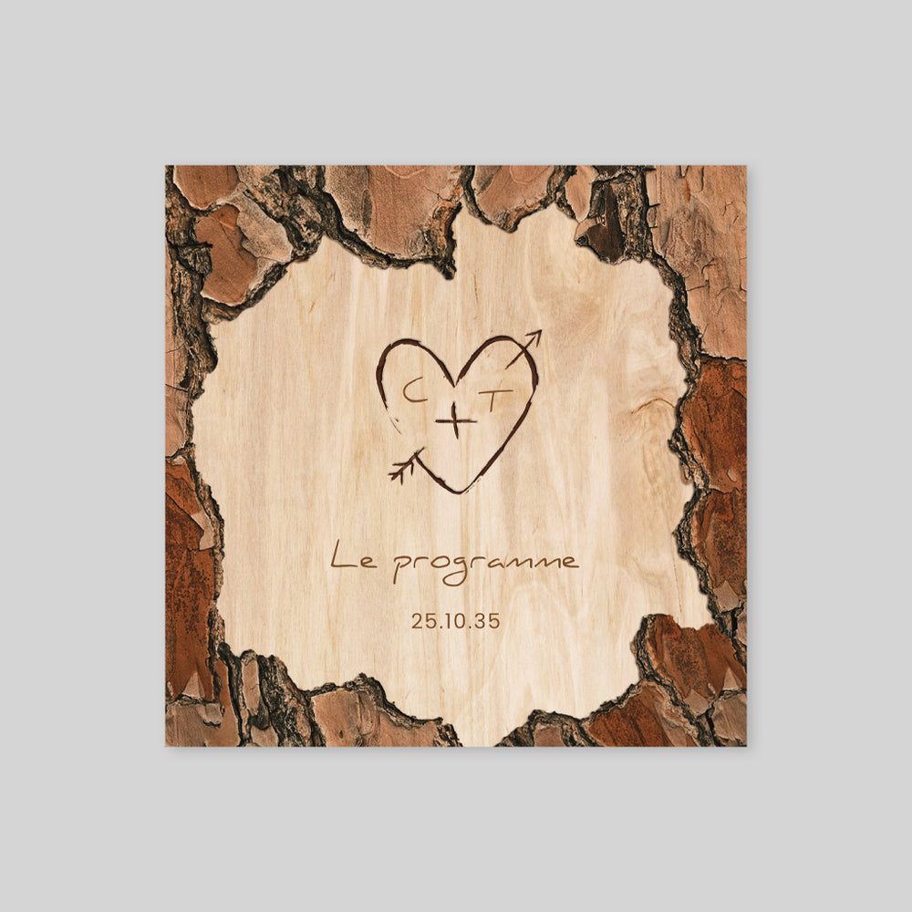 Coeur gravé sur Bois