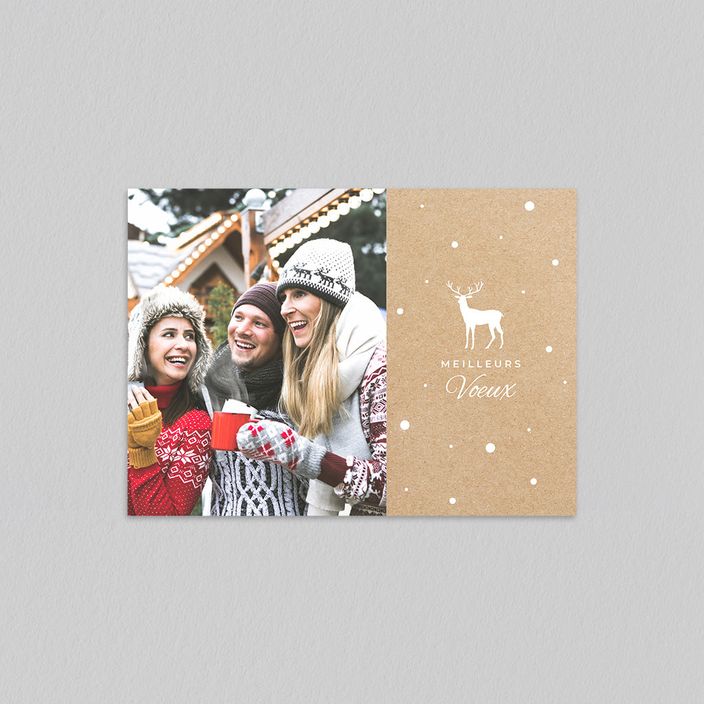 Personalisierte Rentier im Schnee Grußkarte — Planet Cards
