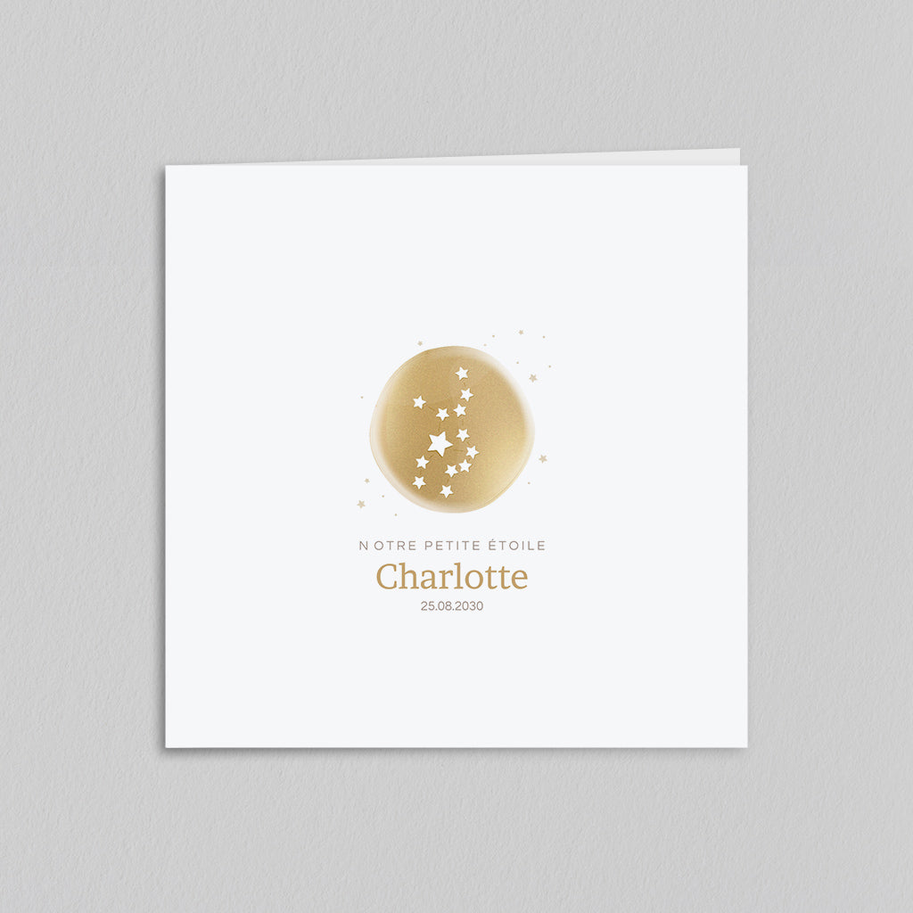 Geburtskarte mit Band und Anhänger