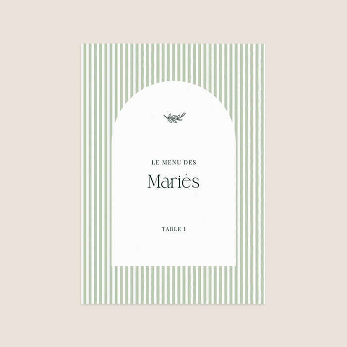 Menu de mariage Rayures Chic