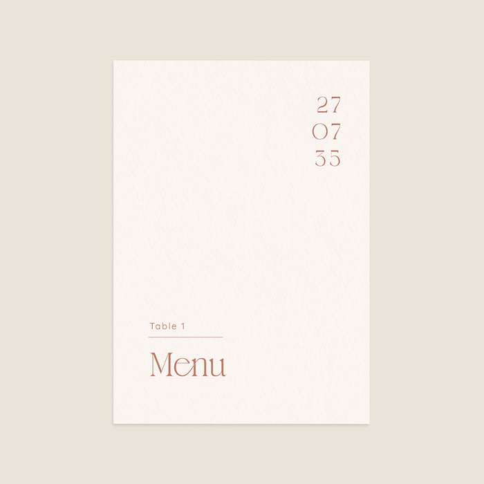 Menu de mariage Terracotta Contemporain