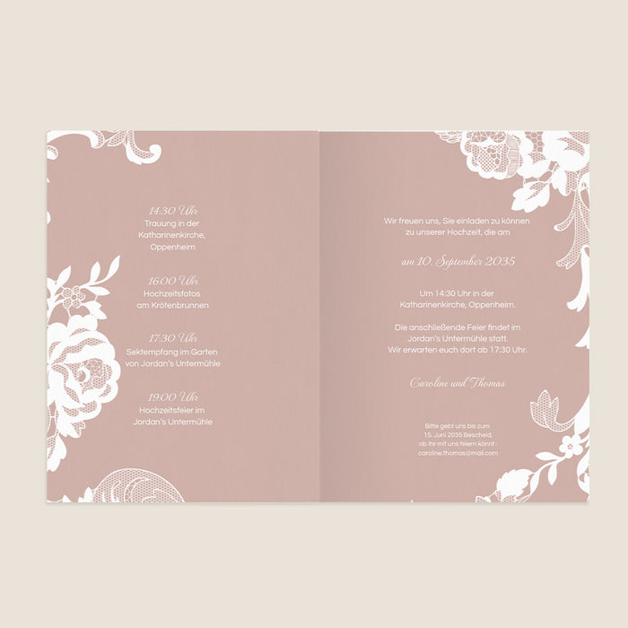 Klassische Hochzeitseinladung Romantische Spitze