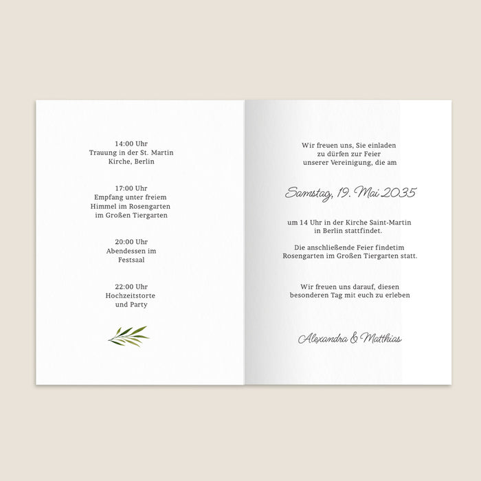 Moderne Einladungskarten Hochzeit Bogen und Blätter