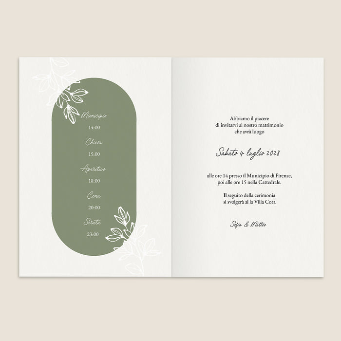 Partecipazioni di matrimonio elegante Delicata cornice vegetale