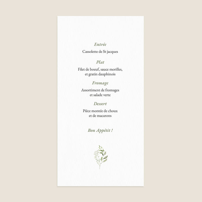 Menu baptême Croix Eucalyptus