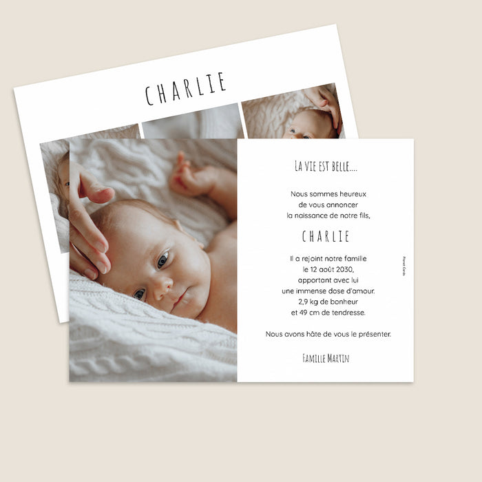 Faire-part naissance pictogramme Multiphotos et petits pictos