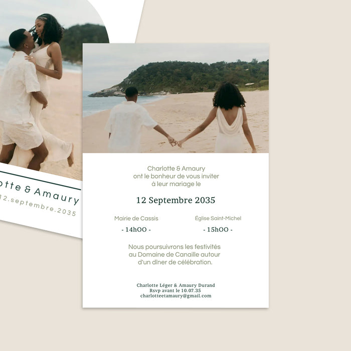 Faire-part mariage moderne Photo et Arche