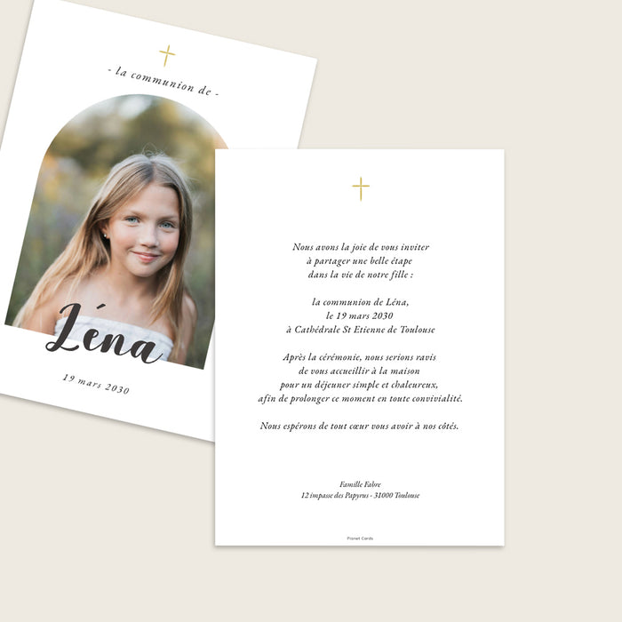 Faire-part communion Arche et Croix