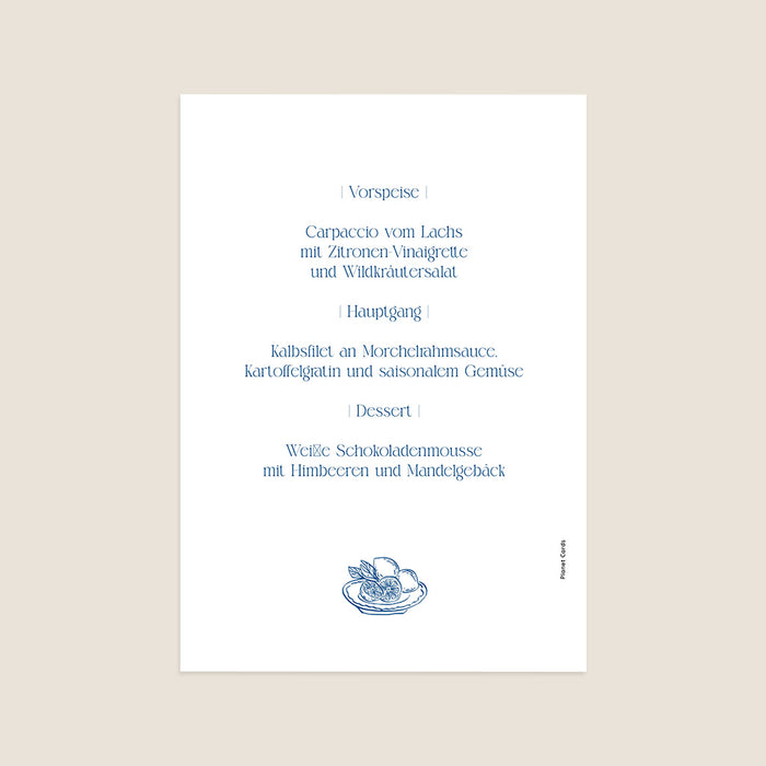 Menükarten Hochzeit Streifen & Zitronen