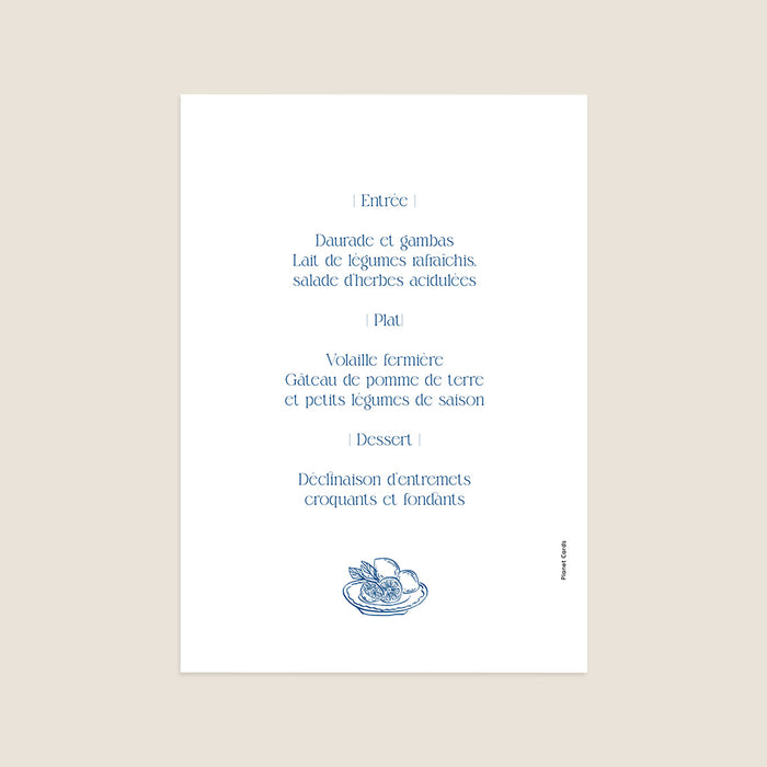 Menu de mariage Rayures et citrons