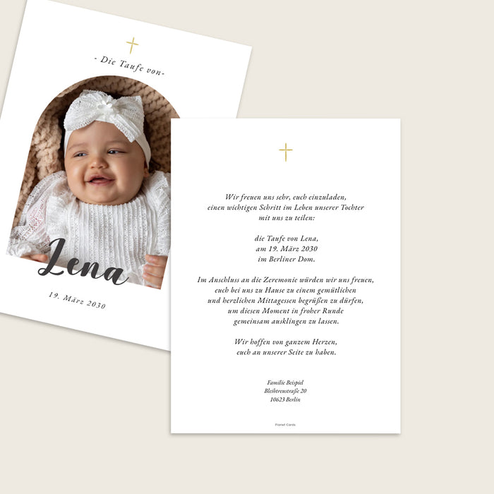 Taufkarten Bogen und Kreuz