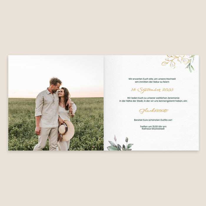 Moderne Einladungskarten Hochzeit Eukalyptuszweige