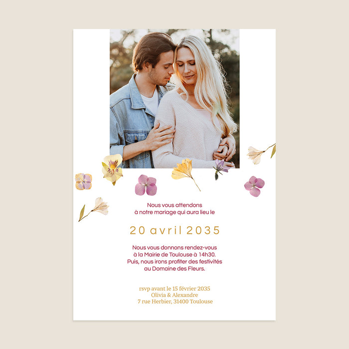 Faire-part mariage Herbier Romantique