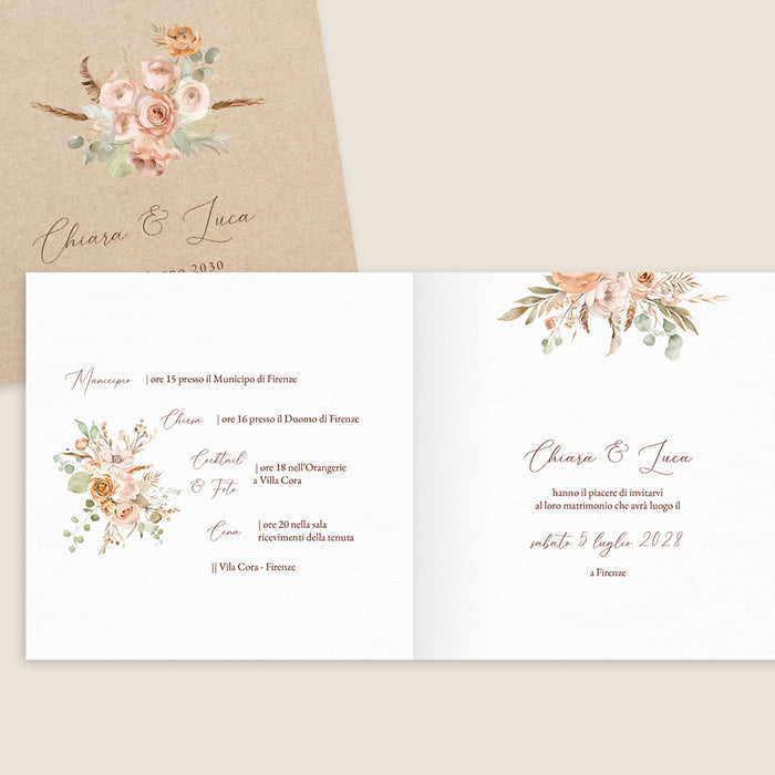 Partecipazioni di matrimonio Partecipazione matrimonio Pampas e Fiori Secchi Campestri