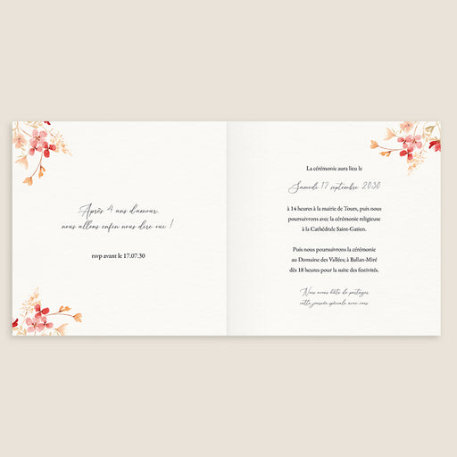 Faire-part mariage Couronnes de fleurs d'été