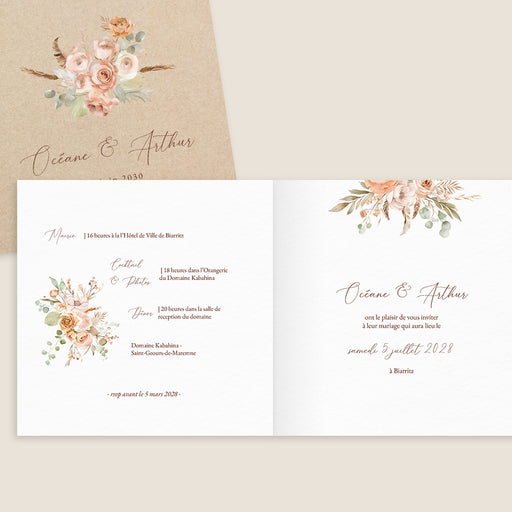 Faire part mariage Pampas et Fleurs Séchées Champêtres #lang=FR,format=CG,Cut=RC0