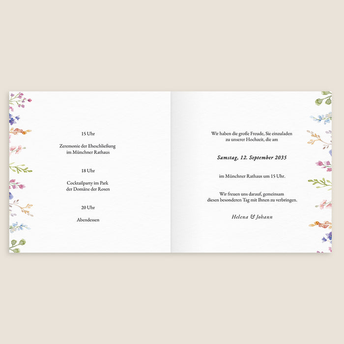 Moderne Einladungskarten Hochzeit Blumengarten