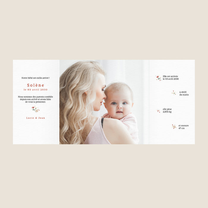Faire-part naissance pictogramme Lapin et Cadre Liberty