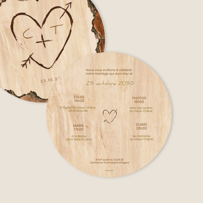 Les iconiques de Planet Cards Coeur gravé sur Bois