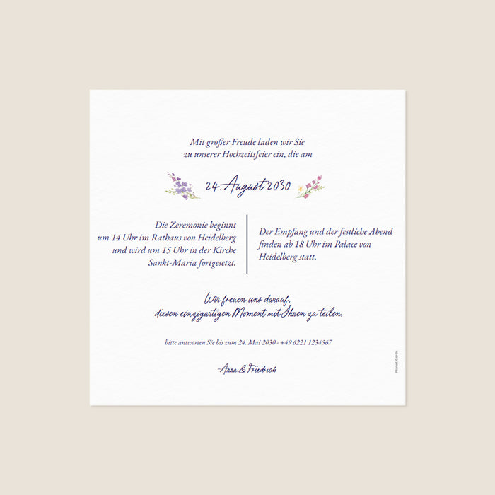 Moderne Einladungskarten Hochzeit Blumenkranz und Aquarell